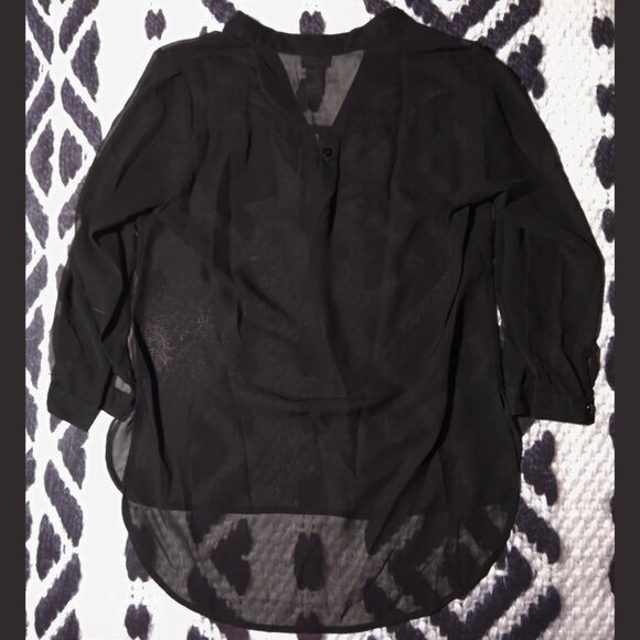 Dots Black Button Down Blouse - Picture 3 of 7